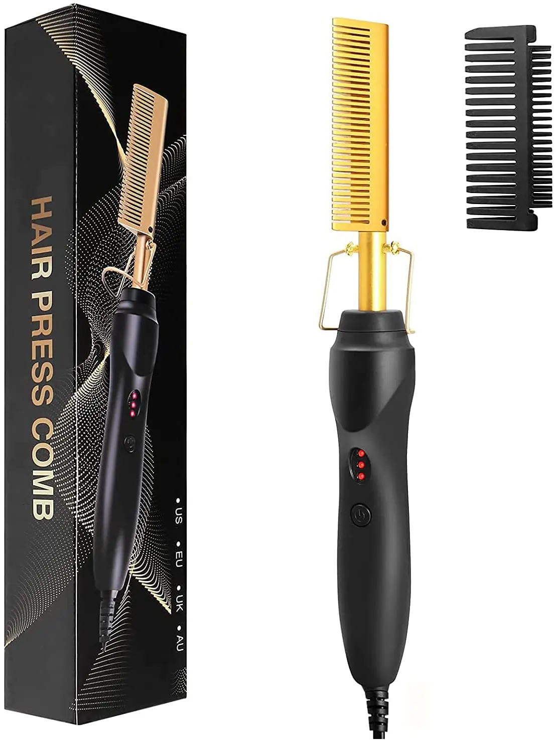 2 in1 Hot Comb Hair Straightener Electric Heating Comb Fast Heating Portable Travel Anti-Scald Beard Straightener Press Comb 1