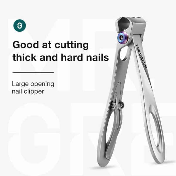 MR.GREEN Nail Clippers Wide Jaw Opening Stainless Steel Fingernail Clipper Thick Hard Toenail Cutter Manicure Scissors tools 6