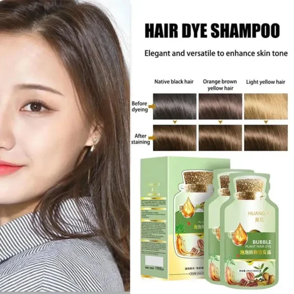 Natural Plant Herbal Hair Dye Shampoo 5 Minutes Change Hair Color Non-irritating Repairs Gray White Hair Care Products Women Men 4