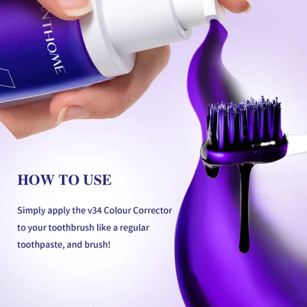 V34 Pro Whitening Toothpaste Removal Plaque Stain Purple Corrector Teeth Enamel Care Easy Reduce Yellowing Oral Clean Care 5