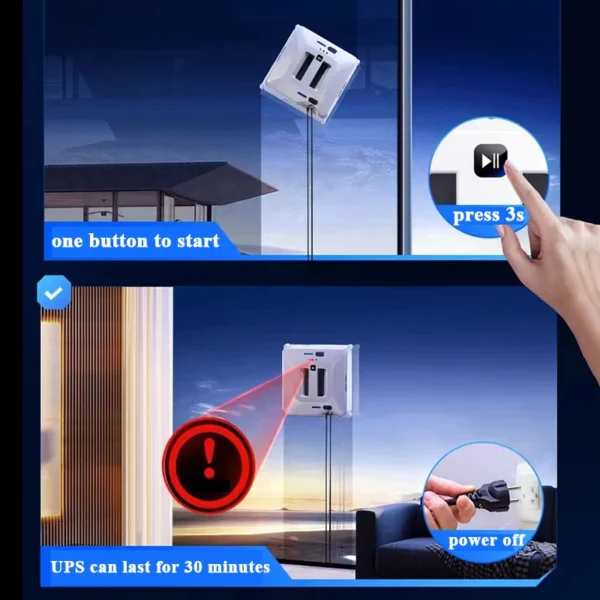 Robot Window Cleaner With Sprayer Home Appliance Smart Remote Controls Square High Suction For Window Wall Washing Water Spray 4
