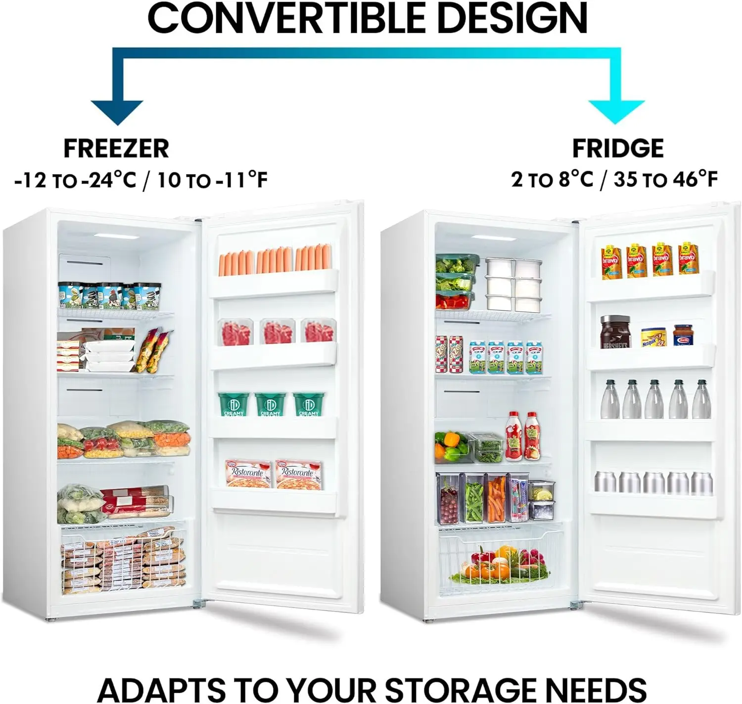 14 Cu. Ft. (390L) Convertible Upright Freezer/Refrigerator Garage-Ready Frost-Free Digital Touch Controls Quick Freeze 4