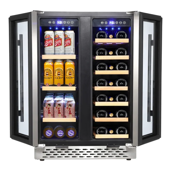 Wine and Beverage Refrigerator 24 Inch Dual Zone Wine Cooler with 40 Bottles Wine Capacity, 120L Built-in and Freestanding 1